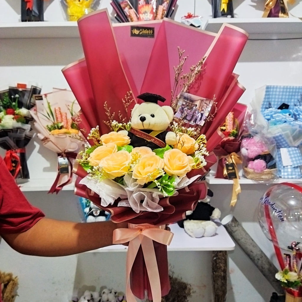 Bouket Boneka Wisuda Full Flower | Bella Bouket Boneka | Bouket Bunga | Premium