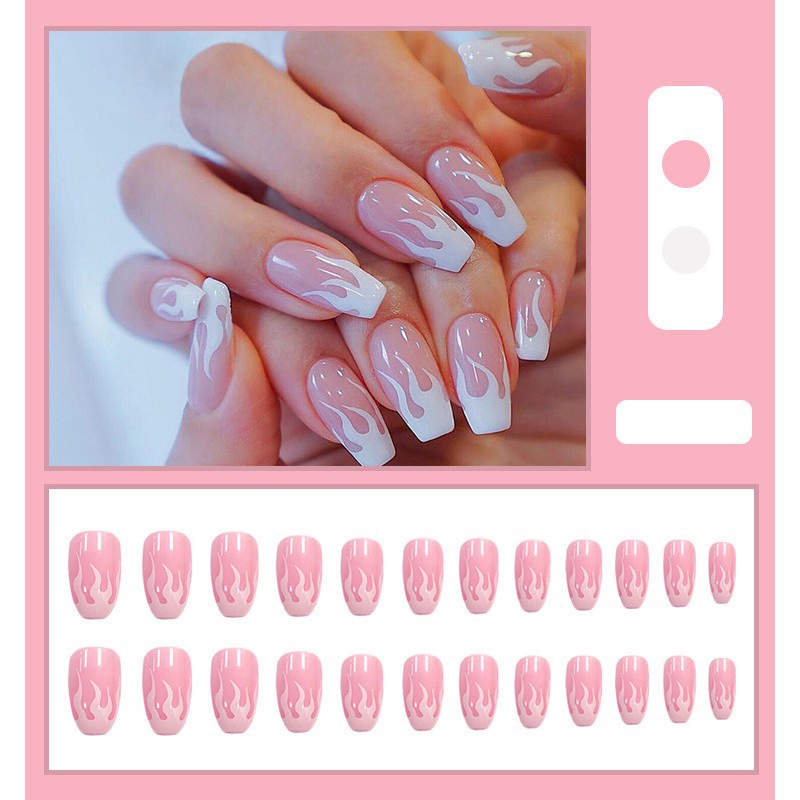 24pcs Kuku Palsu Panjang Dengan 24 stickers-D1077 D107