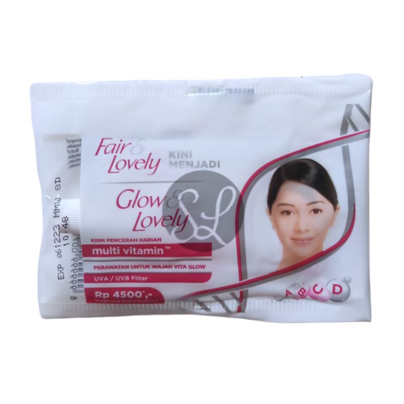 Fair &amp; Lovely Sachet 9gr Fair Lovely (Glow &amp; Lovely) Cream Sachet