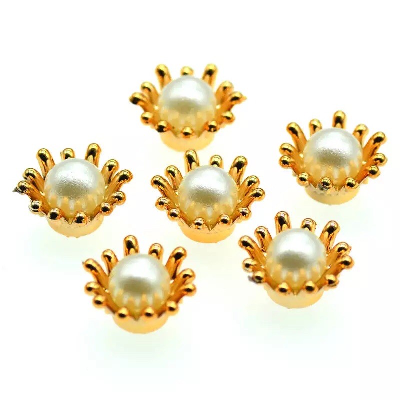 GOLDEN FLOWER PEARL Button UKURAN 12mm isi 10pcs