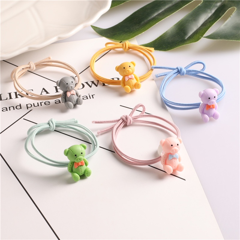 Grosir - F1016 Kuncir Rambut Beruang / Ikat Rambut Motif Bear / Karet Rambut Fashion Wanita / Cute Hairband