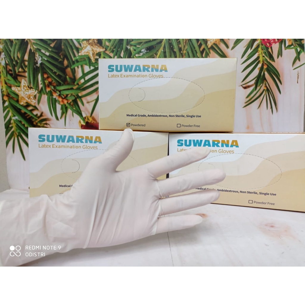 Sarung Tangan Latex Suwarna isi 100 pcs/box - Handscoon Latex Suwarna