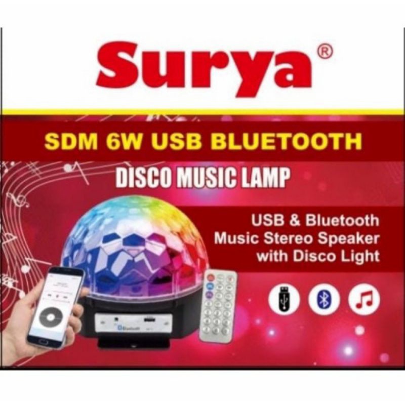 Lampu Disco Warna Warni+speaker BTH/Lampu Disco Bola Speaker BTH Surya 6Watt