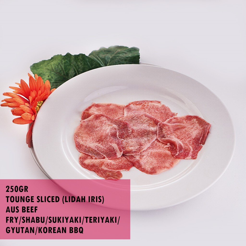 

250gr Daging Lidah Sapi Slice Iris Tipis AUS Beef Ox Tongue Gyutan
