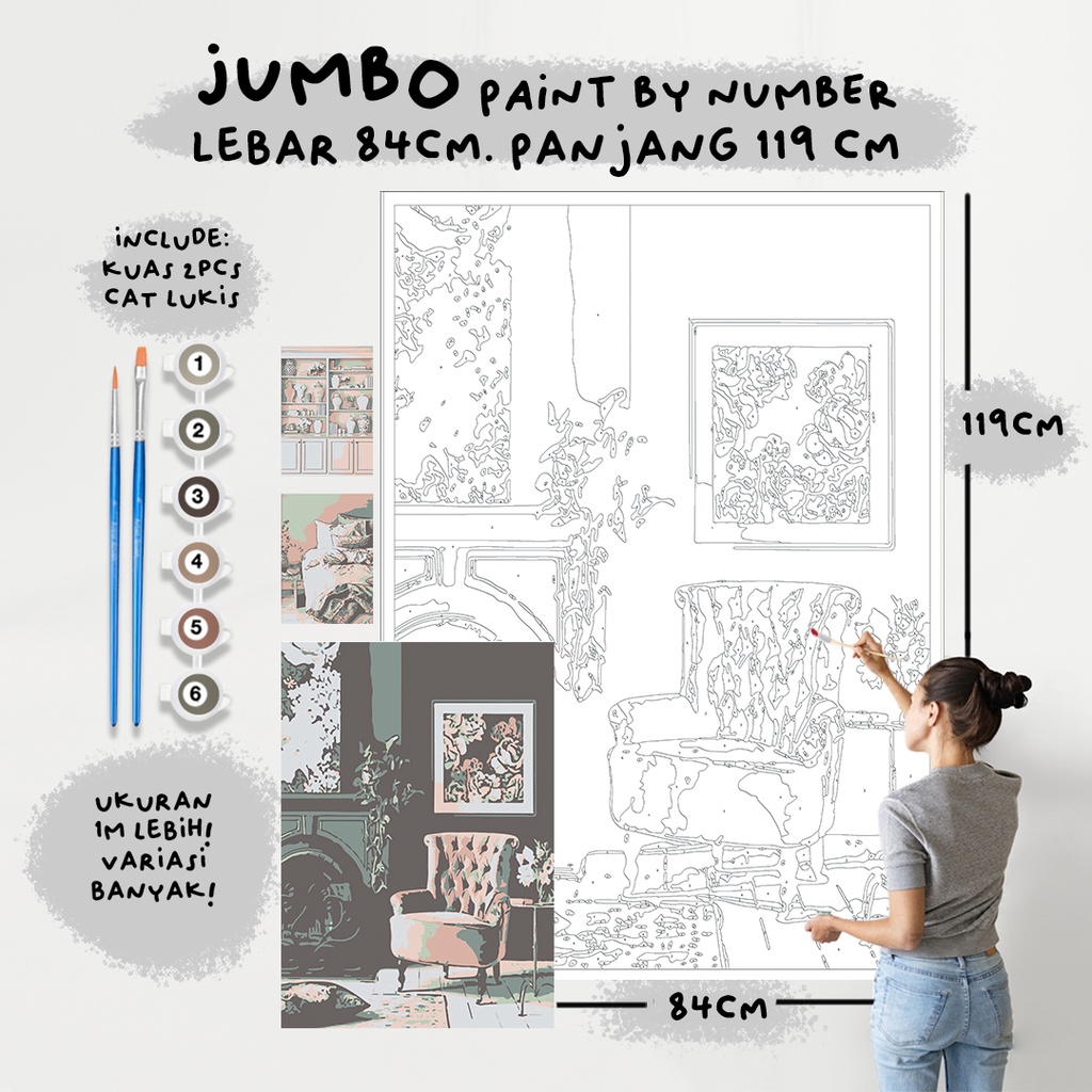 

JUMBO Paint By Number Kit, INTERIOR paint by number besar a0