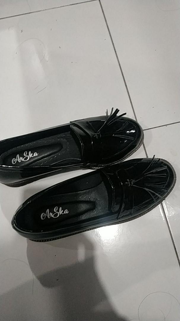 Arskaprojects Sepatu Kerja Wanita Hazel Glossy Black, Premium Murah Handmade