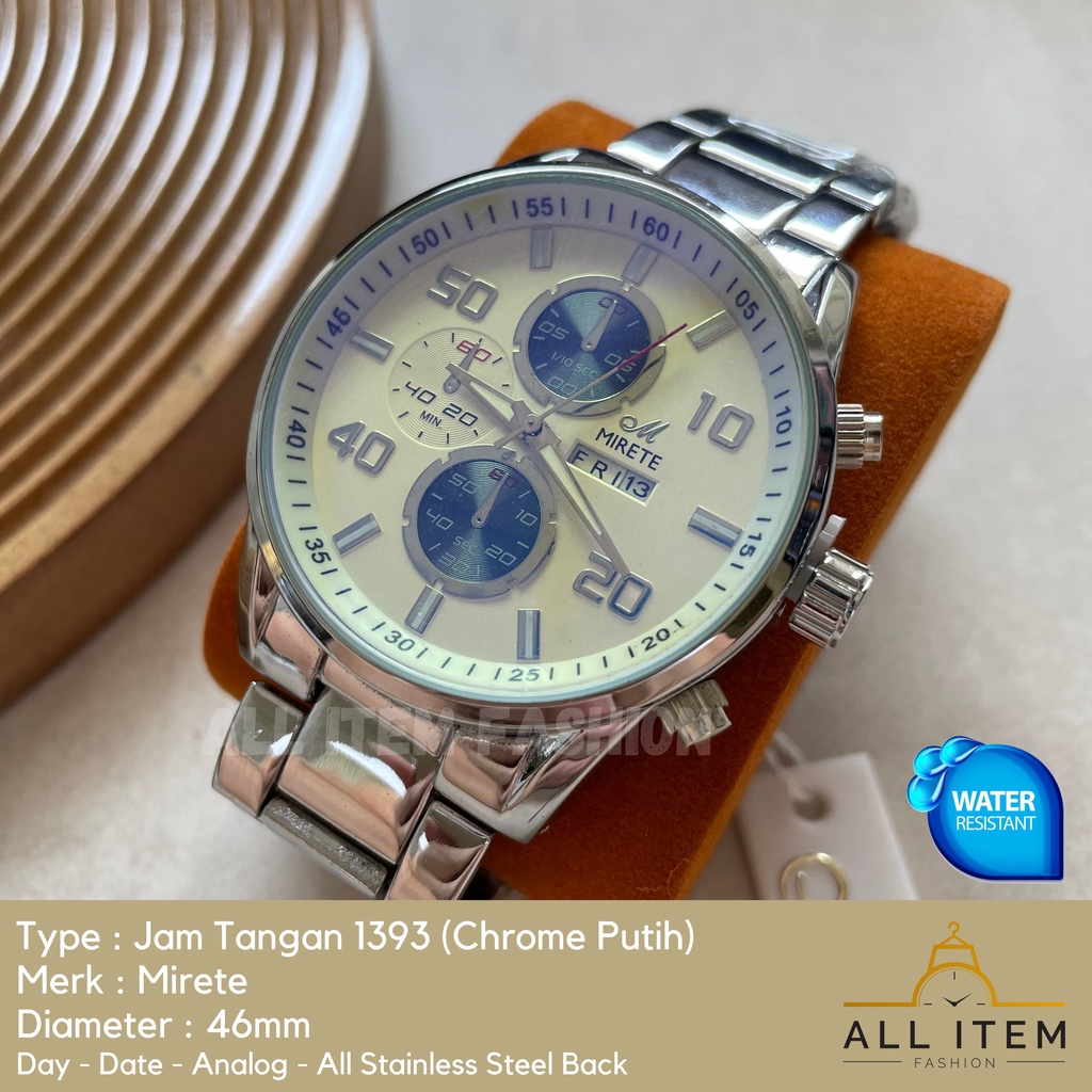 COD✅ Jam Tangan Rantai Pria Mirete Analog 1393 / Arloji / Watch / Tahan Air / Stainless Steel / Jam Tangan Laki Model Mewah