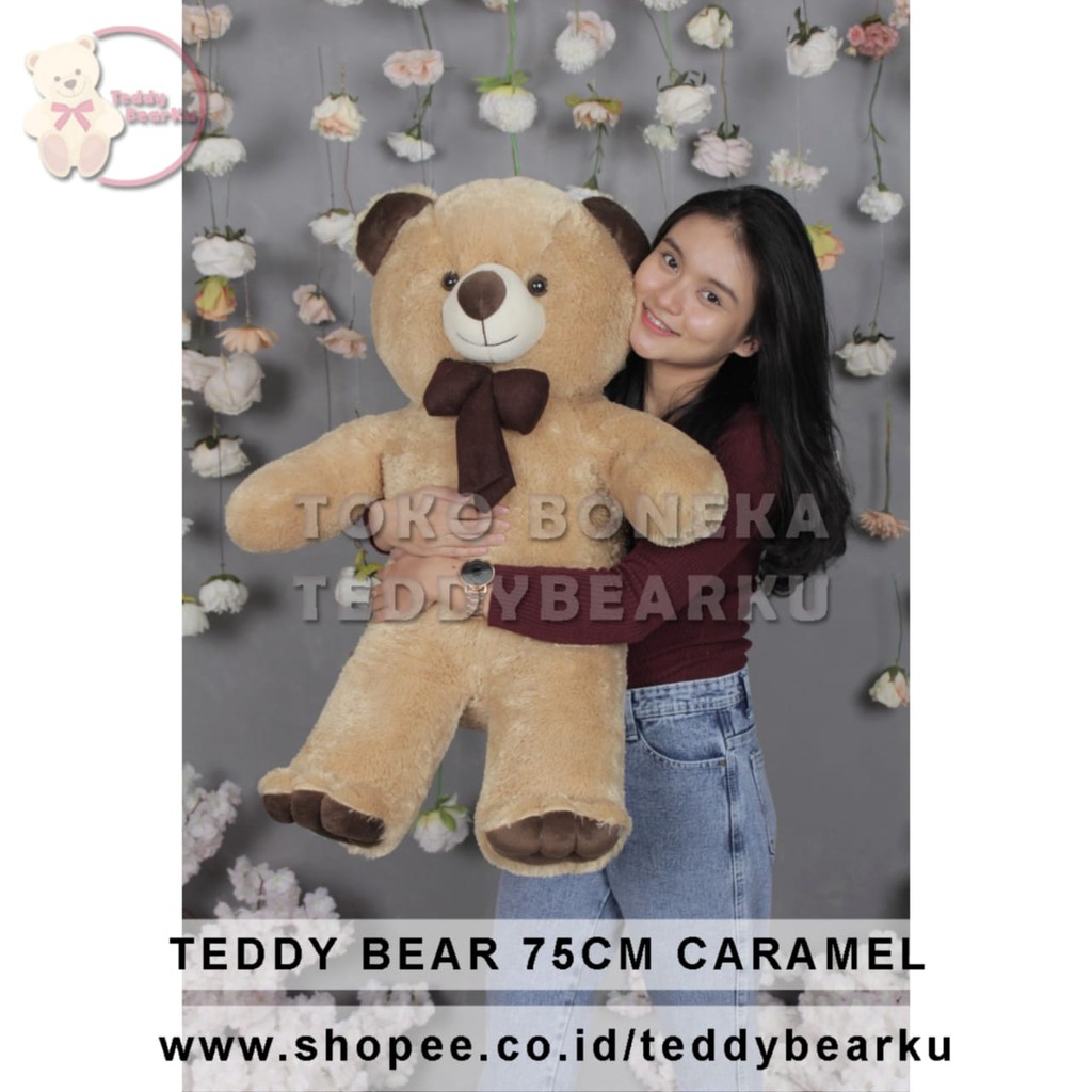 TEDDY BEAR 80CM JUMBO MINIATUR KHAS BANDUNG KARAMEL [TB75CA]