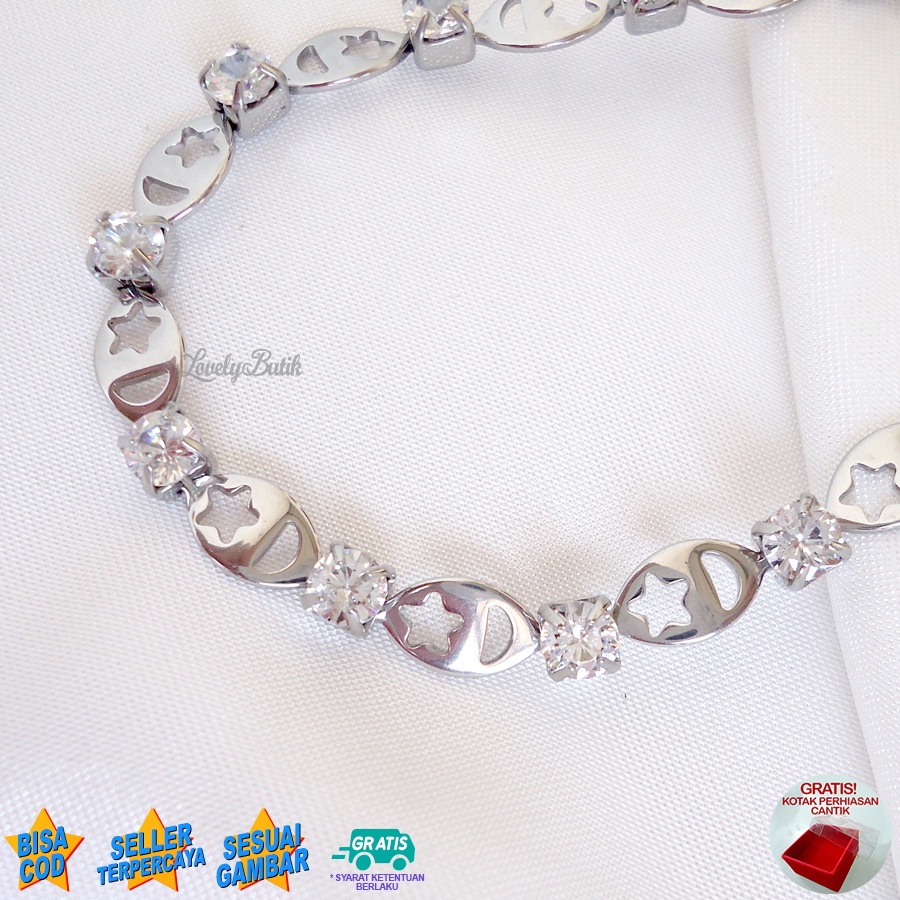 Lovelybutik - Gelang Tangan Titanium Asli Anti Karat dan Luntur Dahli4 Gelang Titanium Wanita Model Terbaru BONUS KOTAK PERHIASAN