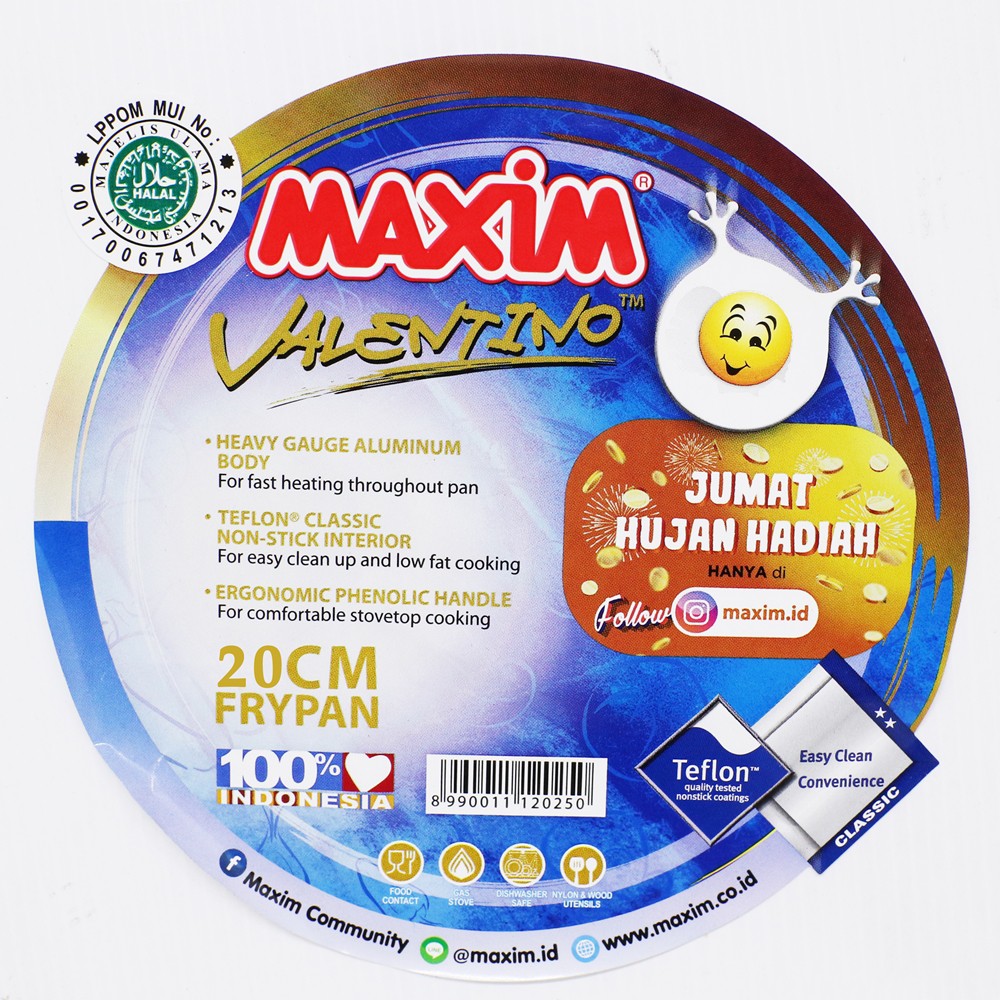 RD - Maspion Maxim Wajan Valentino 20cm / Teflon Penggorengan Anti Lengket