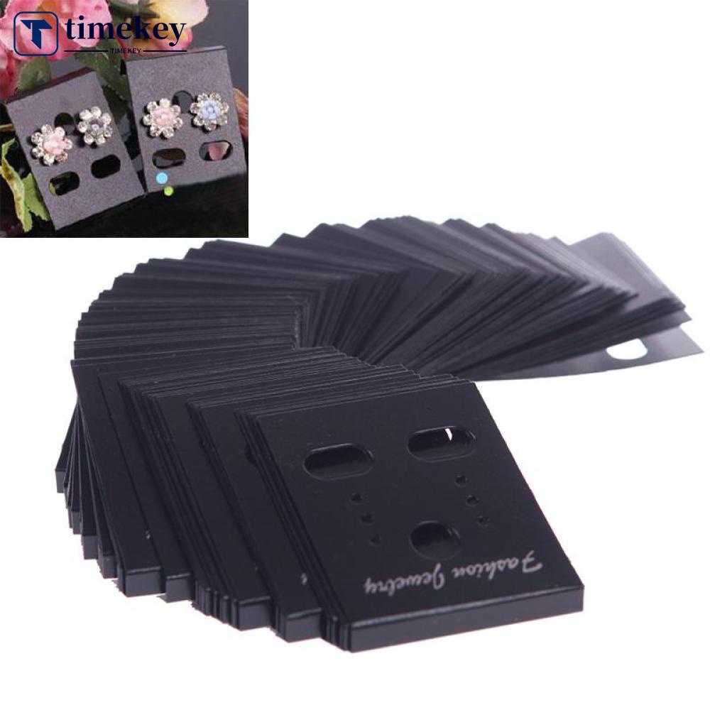 Timekey 100Pcs Kartu Display Holder Anting Tusuk Bahan Plastik F3T7