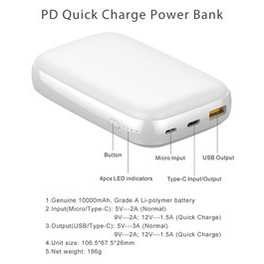 GARAS Power Bank USB Type C PD Charging QC3.0 10000mAh - PP-1003