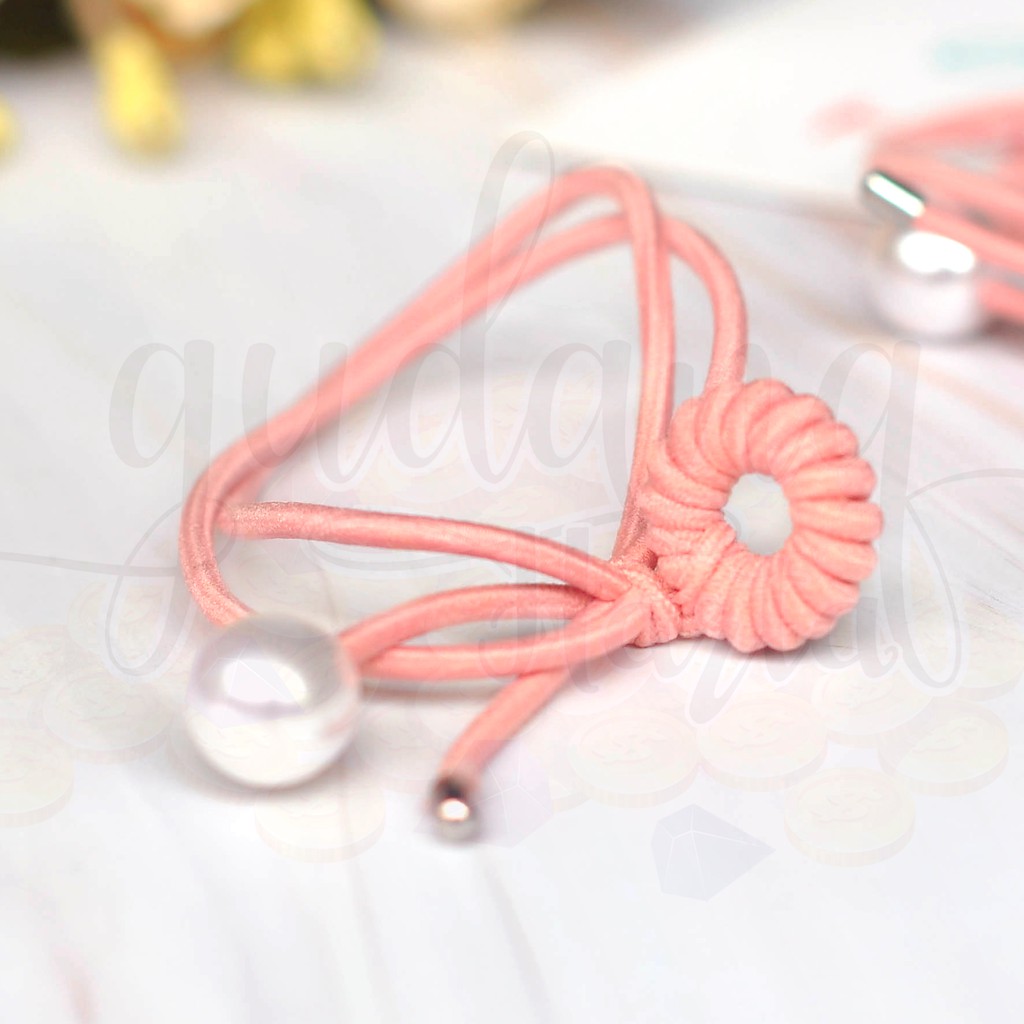 Ikat Rambut Simple Lilit Pink Mutiara GH 201493