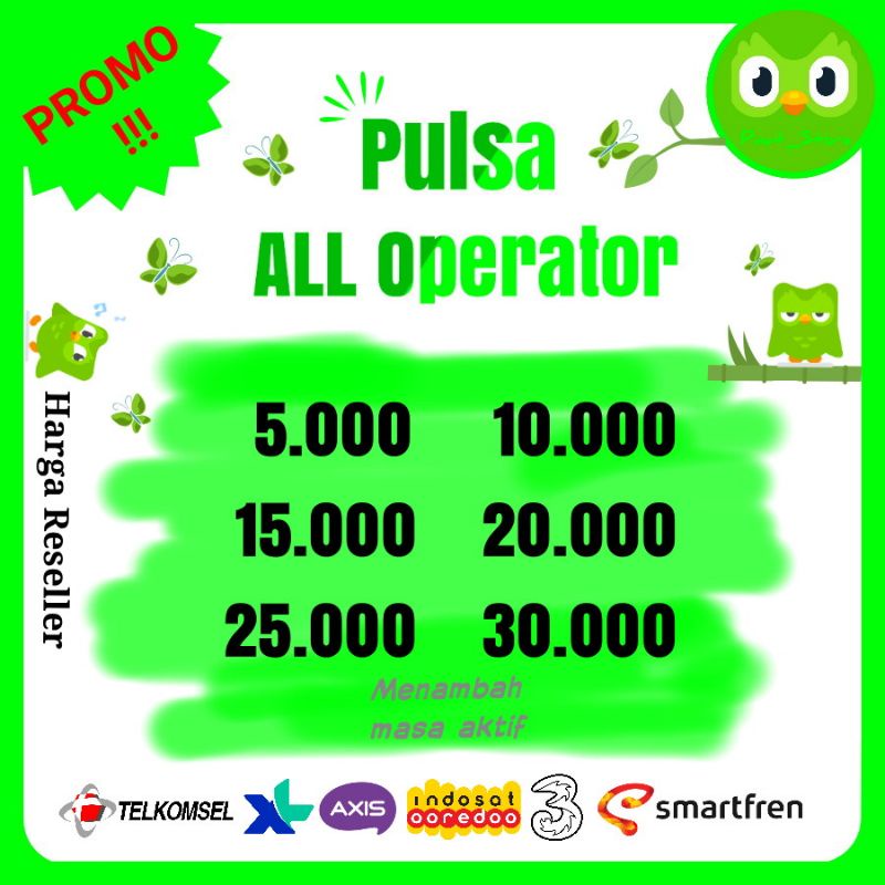 PROMO... Pulsa All Operator 5000  Telkomsel XL AXIS Indosat Tri Smartfren | Pulsa Reguler