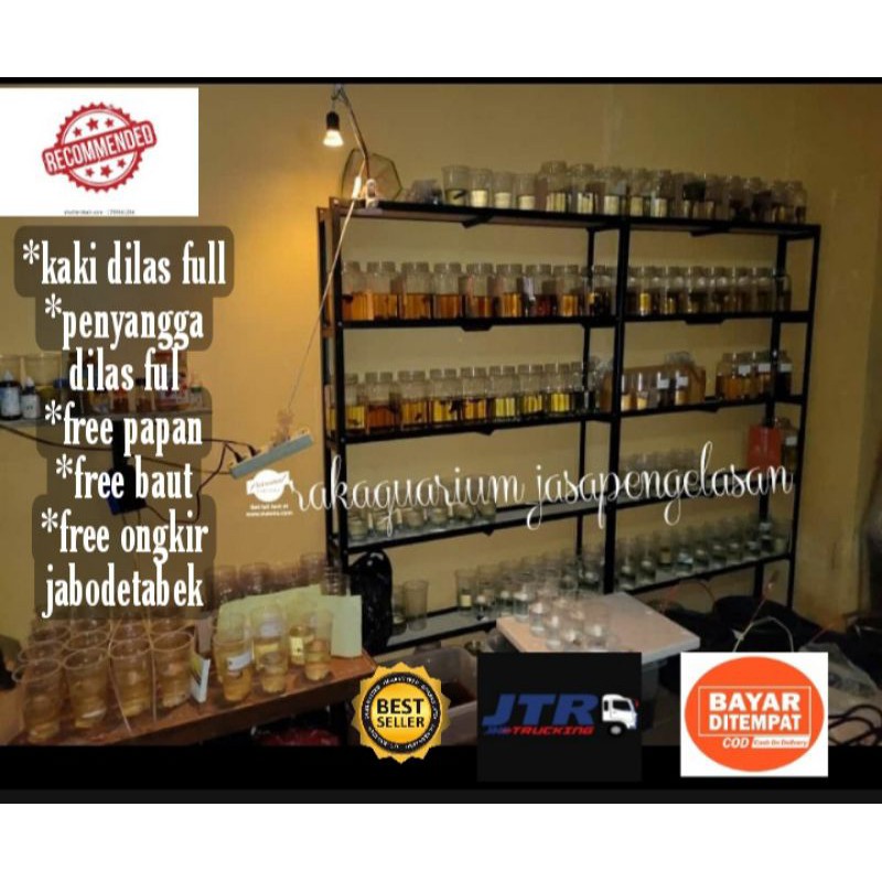 Rak cupang rak perfume rak besi siku rak sepatu bongkar pasang penyangga dilas full