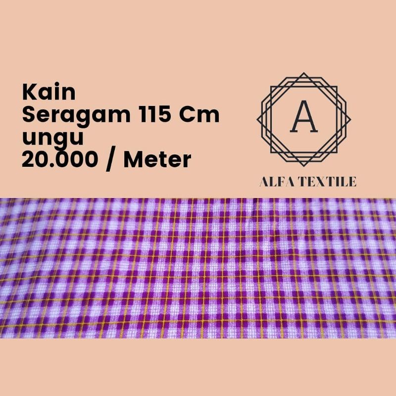 Kain Kotak Seragam Sekolah Warna Ungu Lebar 115 Cm