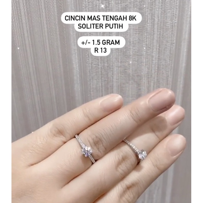 Cincin Mata Satu Emas Putih 375