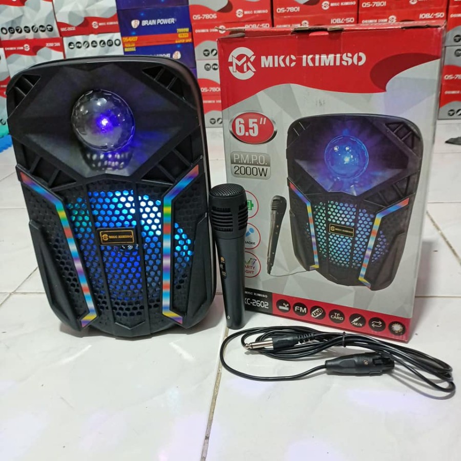 COD SPEAKER WIRELESS BLUETOOTH KARAOKE 6'5 KIMISO 2602 PLUS MIC KARAOKE SUPER BASS / SPEAKER SALON AKTIF / SPEAKER KARAOKE / SPEAKER WIRELESS