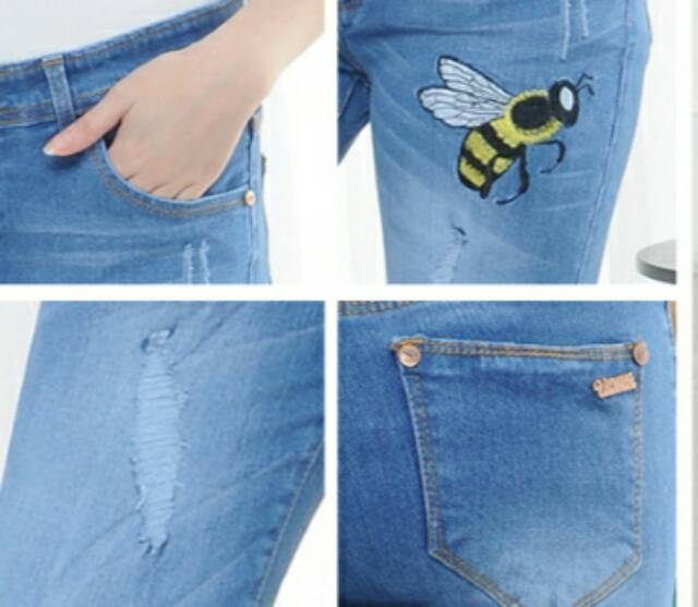 Celana Jeans Wanita / Celana Jeans Bordir / Celana Korea