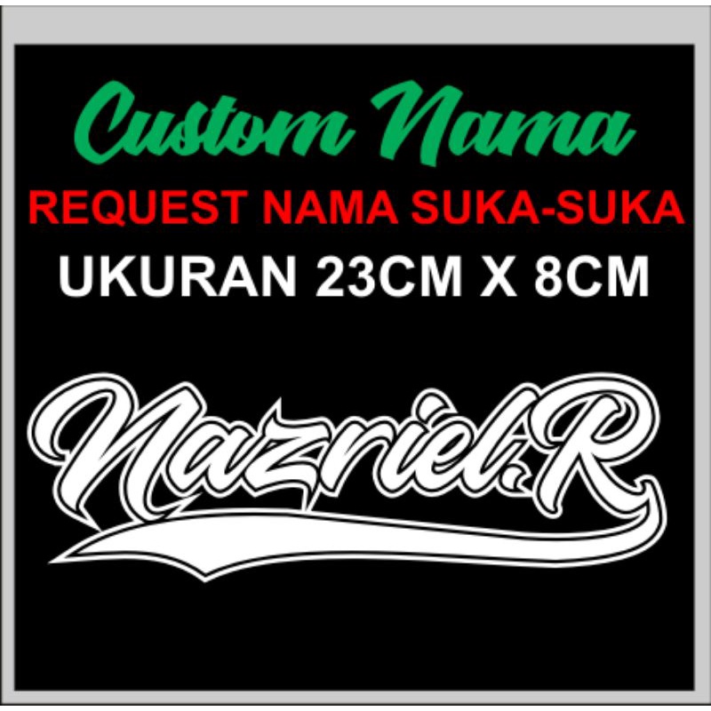 stiker custom nama font latin