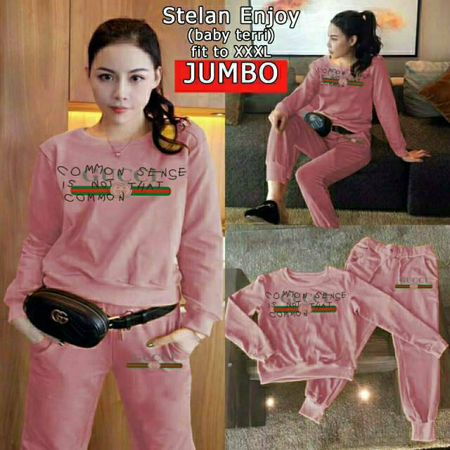 JUMBO set gucci enjoy xxl, setelan trainung, motif gucci, baku senam, training olahraga, kekinian