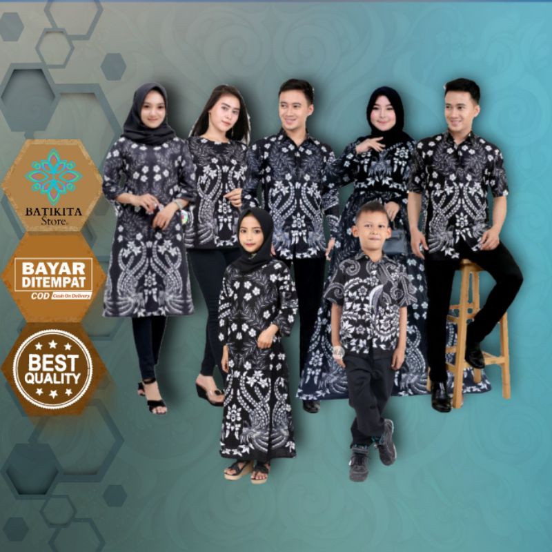 batik couple batik keluarga & batik couple keluarga motif manuk tarung hitam