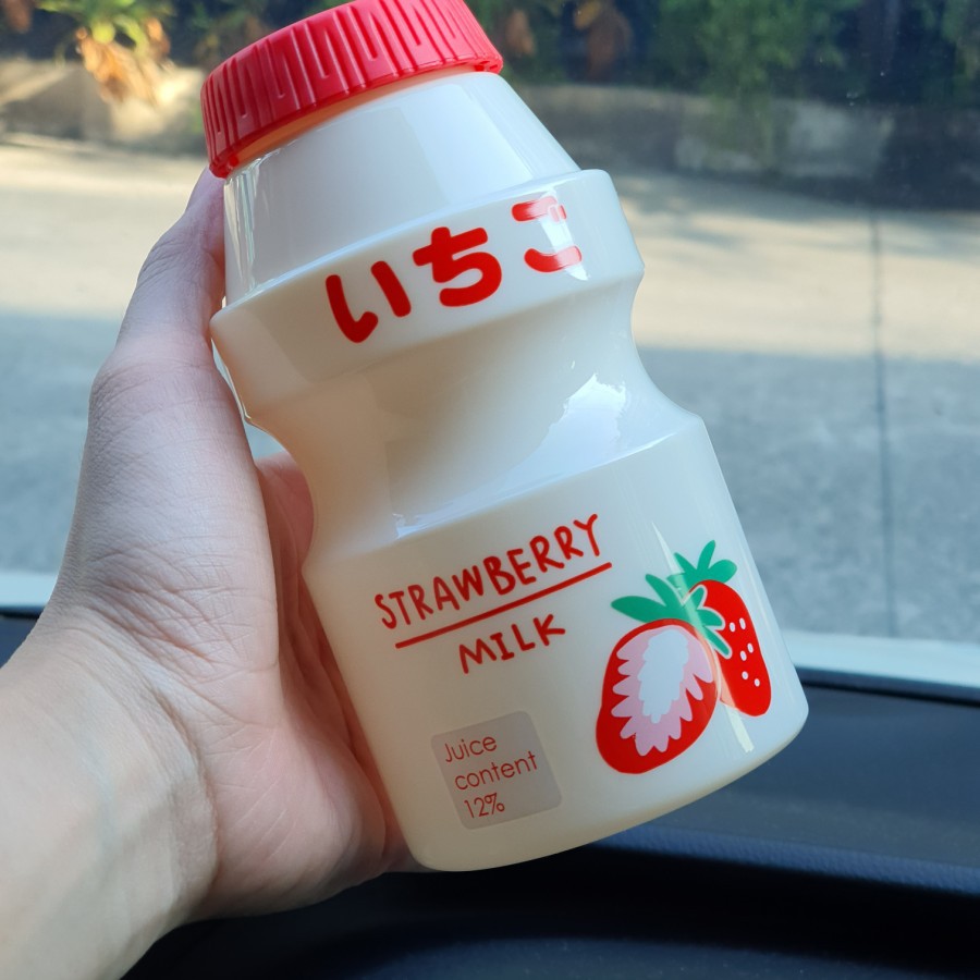 BOTOL MINUM YAKULT UNIK LUCU BOTOL MINUM ALA KOREA 480 ml TERMURAH-MERAH SUSU
