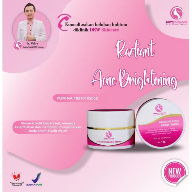 Paket Radiant Drw Skincare  / flek / glow / acne / brightening acne-KrimMalam AcneBright