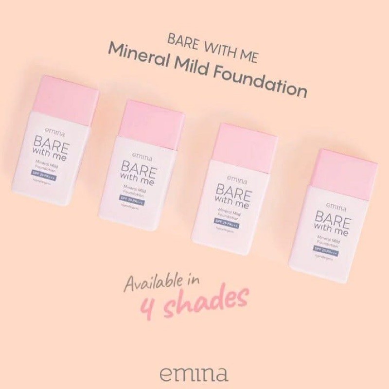 ✿ELYSABETHME✿ ˜”*°• emina •°*”˜. emina bare with me foundation untuk alas bedak menutup noda dan jerawat