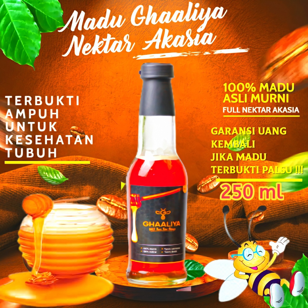 

Madu Murni Asli 100% Hutan Alami Nusantara Clover Honey Ghaaliya Nektar Akasia Diet TJ Sumbawa 250ml