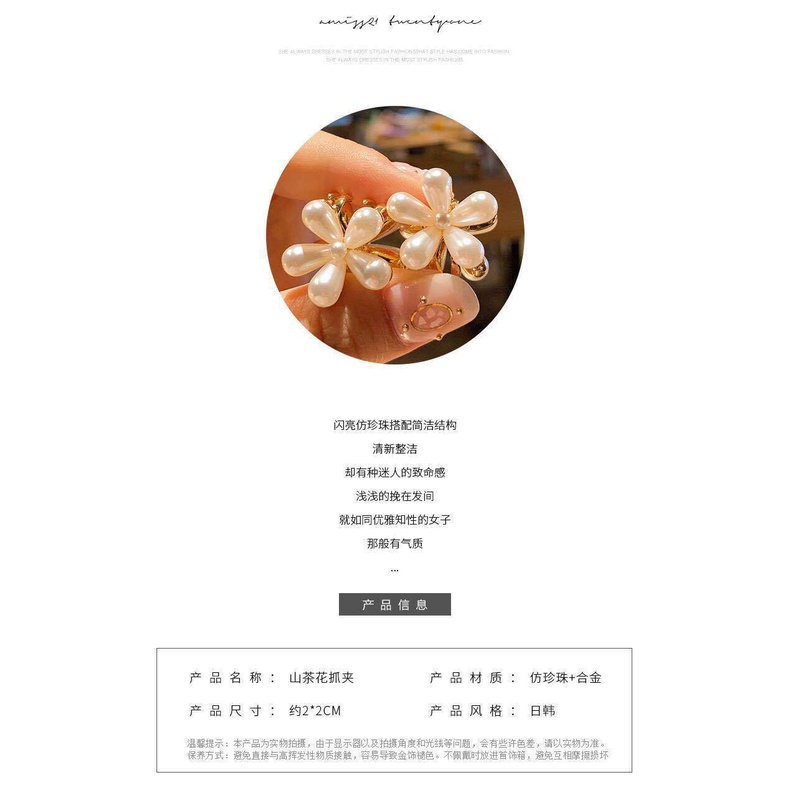 Jepit Rambut Poni Samping Hias Mutiara camellia Untuk Perempuan