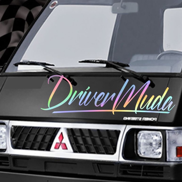 Stiker mobil sticker bumper mobil pick up truk l300 cutting stiker hologram driver muda bisa reques 