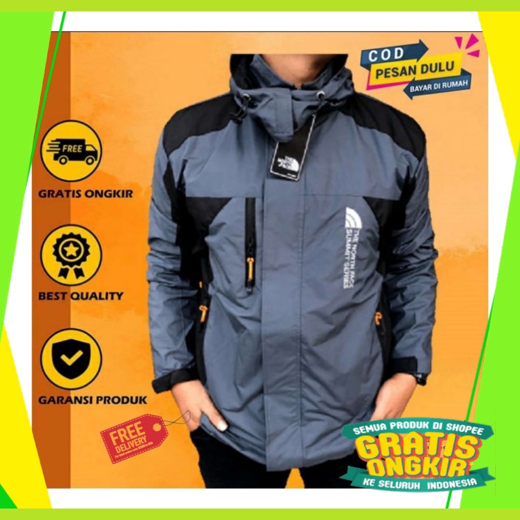 Hitam Putih Biru Orange Hijau Navy Dongker Polos moccha coklat / Jaket gunung /Jaket pendaki gunung 