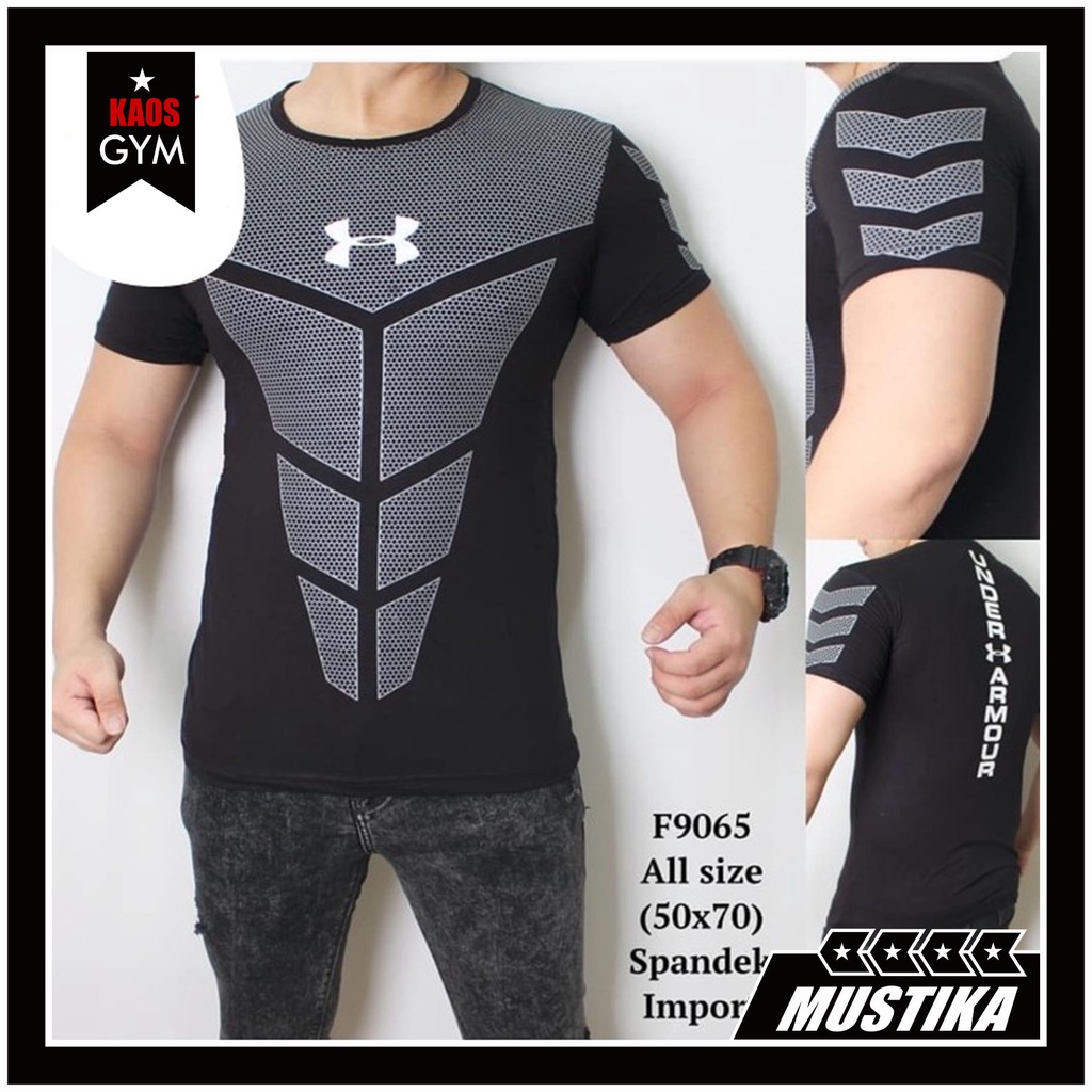 Kaos Ketat Fitness Fitnes Gym Sport Pria Tshirt gym Running Training Compression All Size M warna Hi