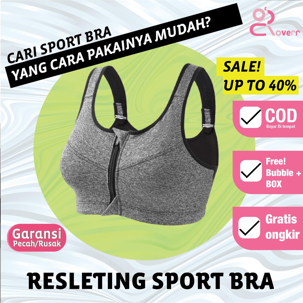 Sport Bra BH Senam Yoga BH GYM Fitness Olahraga Bra Zipper Resleting Depan Pakaian Dalam Wanita GGS2