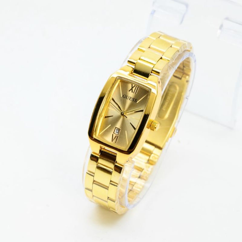 (Cod)Jam Tangab Wanita Fashion Gues Oval Strap Rantai Tanggal Aktif(Dikirim Jakarta)