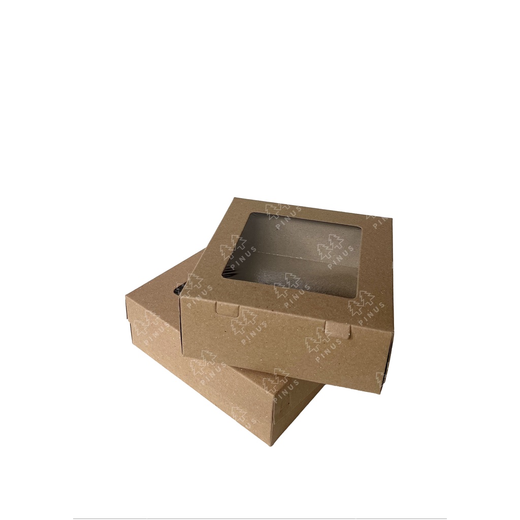 

KRAFT KACA KOTAK / BOX HAMPERS / BOX CROFFLE UKURAN 18CMX18CMX7CM / 20CMX20CMX7CM ISI 10 PCS