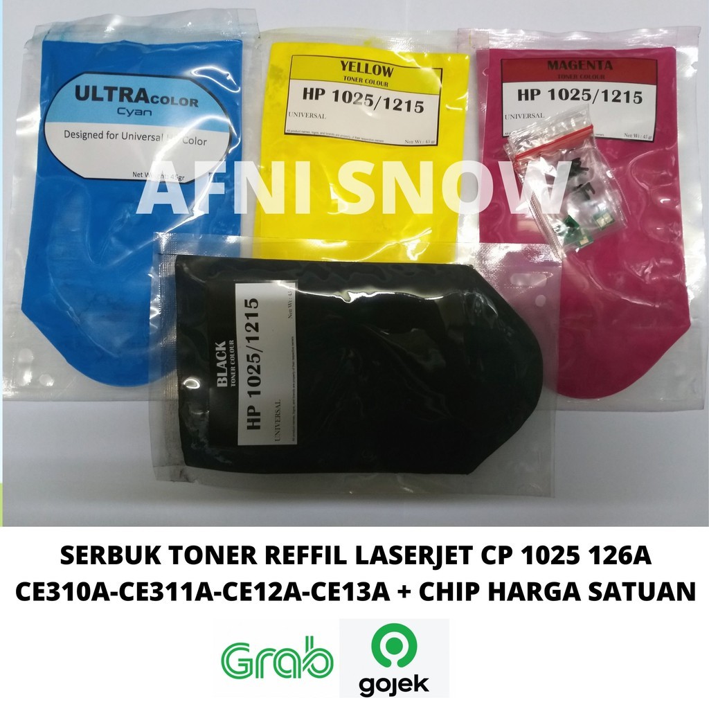 Serbuk toner refill  CP1025  Plus Chip CE310A - CE311A - CE312A - CE313A