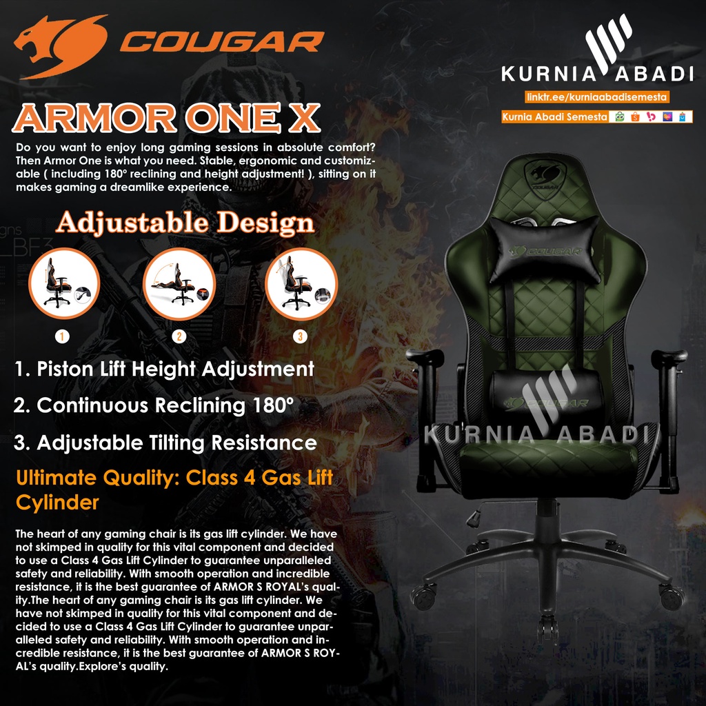 COUGAR GAMING CHAIR ARMOR ONE EVA / ONE X / ONE SKY BLUE ADJUSTABLE