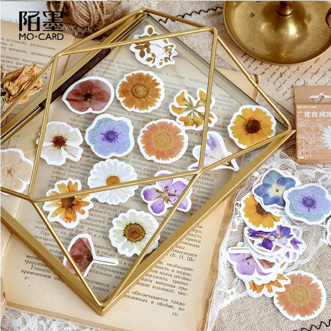 FLOWER SET DIY STICKER FLOWER DEKORASI SCRAPBOOK PLANNER DIARY (46pcs)