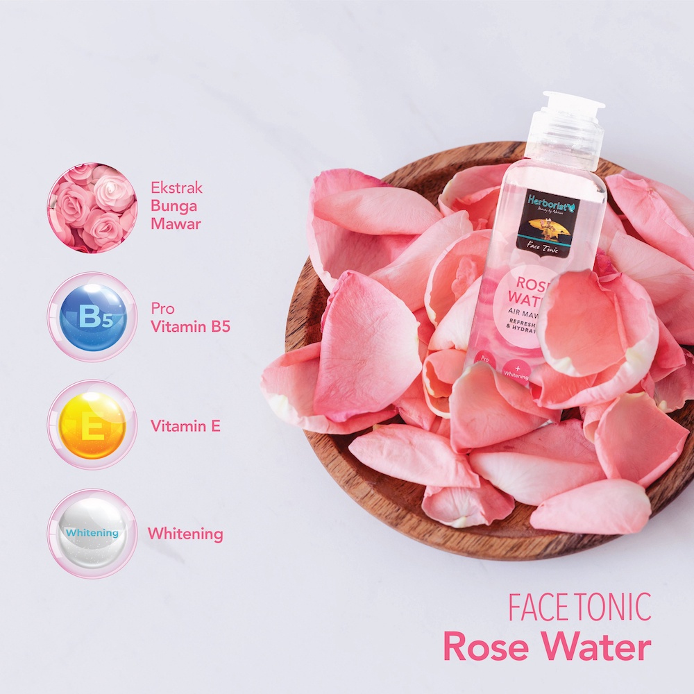 HERBORIST Rose Water and Cleansing Milk-Sleeping Mask-Facial Wash-air mawar herboris (VIC)