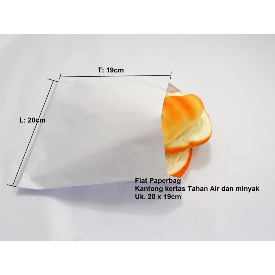 

Kantong Kertas Putih Flat 20x19cm Burger Kebab Pita Bread Tahan Air Bungkus Makanan, Roti, Kue