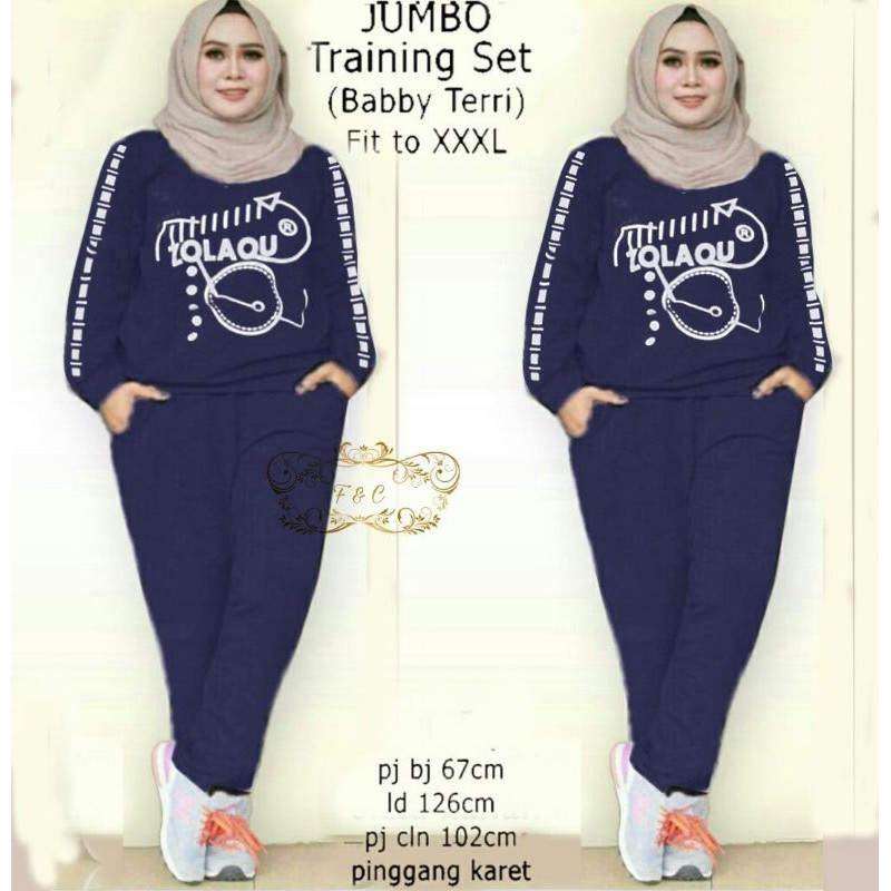 PCS SET ZUMBO ZLQ BAHAN BABYTERRY 2 UKURAN XL DAN XXL SETELAN ATASAN DAN CELANA FE