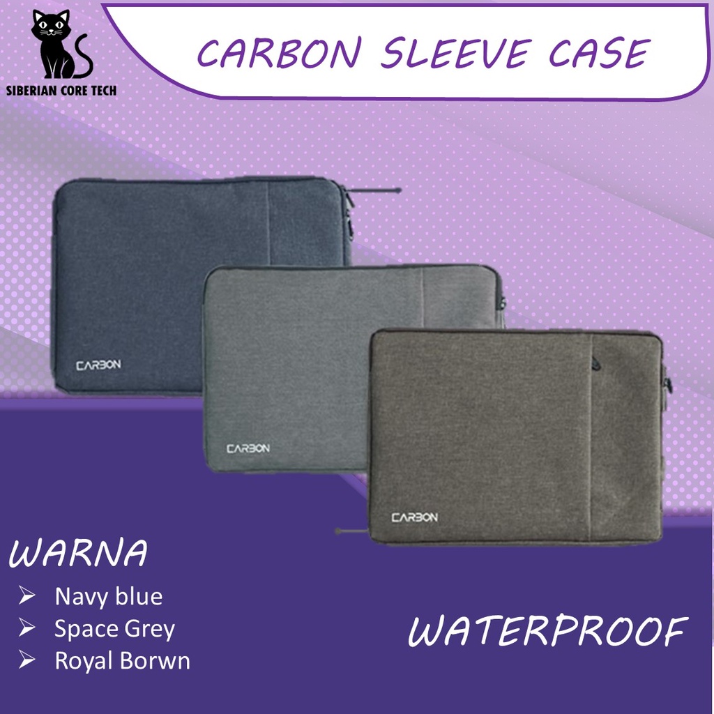 Laptop sleeve case carbon 3warna waterproof 13&quot;-16&quot;