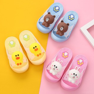 Hb DUCKSALLY Sandal  Selop  Anak  Karet  Motif Line Lucu 