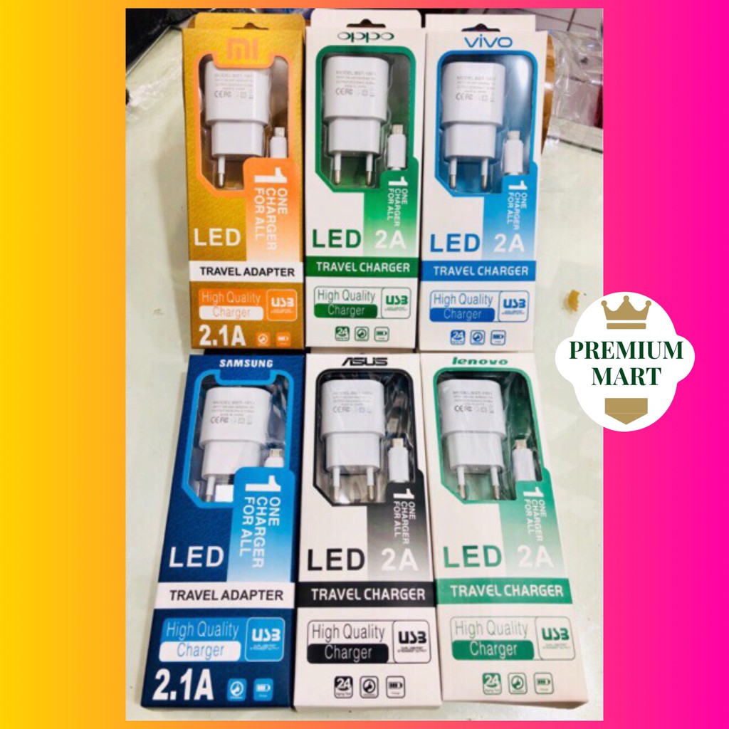 Charger LED 2.1A Xiaomi, Samsung, Oppo, Asus , Lenovo, Advan High Quality