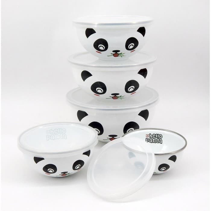 MASPION 5 pcs Mangkok Enamel Maspion Magic Bowl Hello Panda