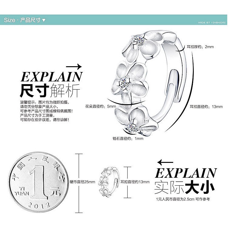 Anting Bentuk Tiga Bunga Camellia Bahan Stainless Steel 925