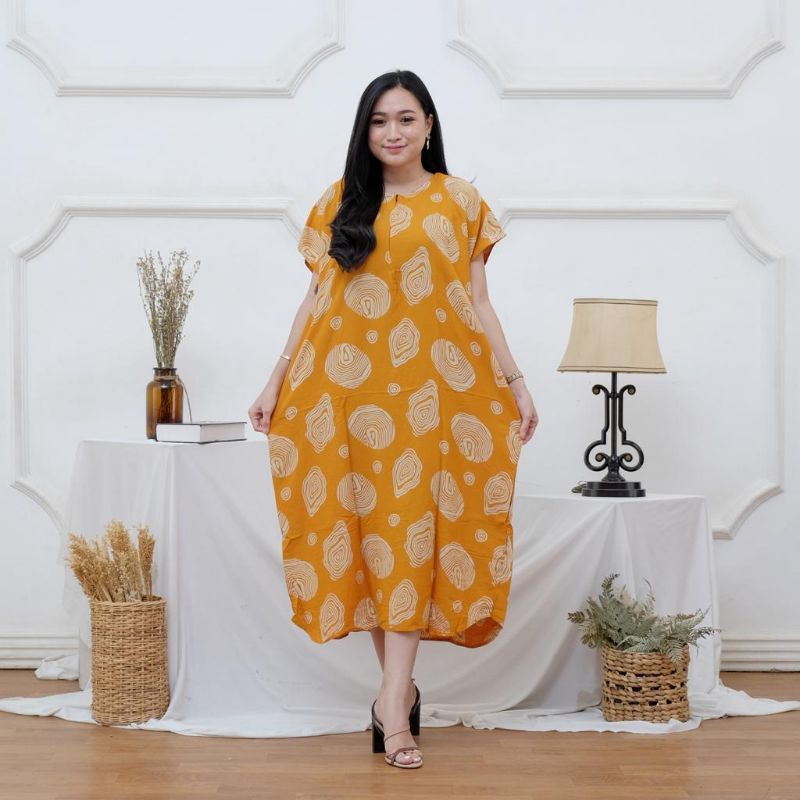 Daster Panjang Busui Kekinian Non Ruffle jumbo LD 130 kekinian viral-Busui siput kunyit