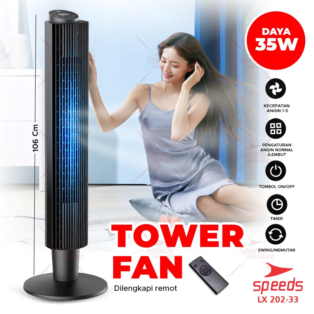 SPEEDS Kipas Angin Portable Tower Fan Swing Portable Kipas Angin
